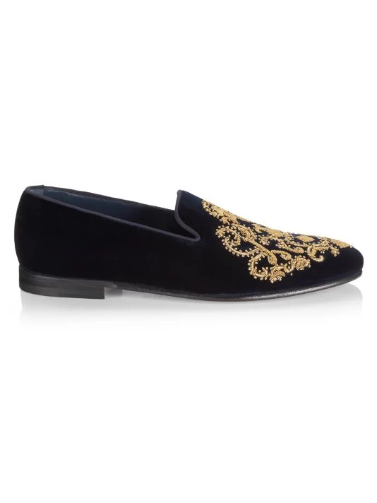 Manolo Blahnik Mariogold Velvet Embroidered Slipper Loafer For Men 3 Manolo Blahnik Mariogold Velvet Embroidered Slipper Loafer For Men