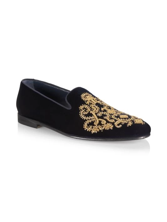 Manolo Blahnik Mariogold Velvet Embroidered Slipper Loafer For Men 4 Manolo Blahnik Mariogold Velvet Embroidered Slipper Loafer For Men - Image 2