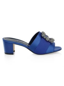 Manolo Blahnik Martanew 50 Embellished Satin Mules