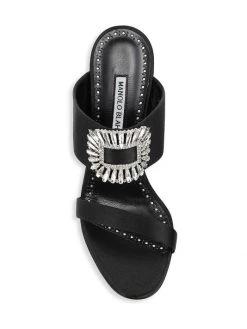 Manolo Blahnik Laali 90 Embellished Buckle Satin Mules -Kiki shop online unnamed file 1131