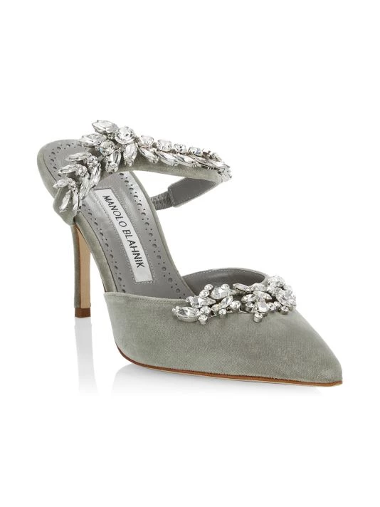 Manolo Blahnik Lurum 90 Crystal-Embellished Velvet Mules 4 Manolo Blahnik Lurum 90 Crystal-Embellished Velvet Mules - Image 2