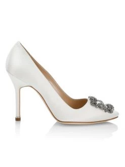 Manolo Blahnik Hangisi 105 Embellished Satin Pumps
