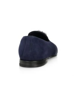 Manolo Blahnik Carlton Rhinestone Buckle Suede Loafers For Men -Kiki shop online unnamed file 1185