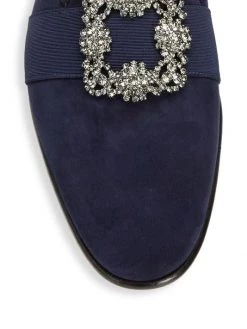 Manolo Blahnik Carlton Rhinestone Buckle Suede Loafers For Men -Kiki shop online unnamed file 1186