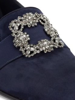 Manolo Blahnik Carlton Crystal Encrusted Buckle Suede Loafers For Men -Kiki shop online unnamed file 1238