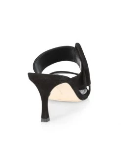 Manolo Blahnik Gable 70 Suede Buckle Mules Black Suede -Kiki shop online unnamed file 1263