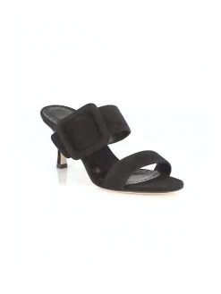 Manolo Blahnik Gable 70 Suede Buckle Mules Black Suede -Kiki shop online unnamed file 1267