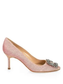Manolo Blahnik Hangisi 70 Embellished Shimmer Pumps