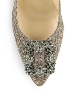Manolo Blahnik Hangisi 105 Embellished Shimmer Pumps Gold Silver -Kiki shop online unnamed file 1308
