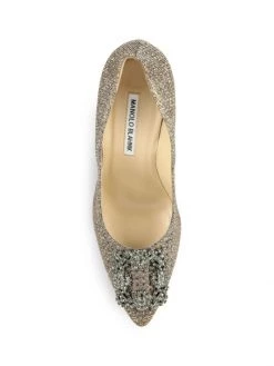 Manolo Blahnik Hangisi 105 Embellished Shimmer Pumps Gold Silver -Kiki shop online unnamed file 1309