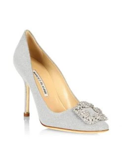 Manolo Blahnik Hangisi 105 Embellished Shimmer Pumps Gold Silver -Kiki shop online unnamed file 1311