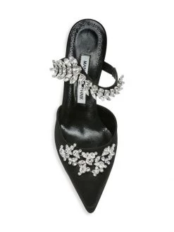 Manolo Blahnik Lurum 90 Crystal-Embellished Satin Mules Fuschia -Kiki shop online unnamed file 1317