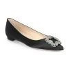 Manolo Blahnik Hangisi 25 Embellished Satin Flats Black -Kiki shop online unnamed file 1321