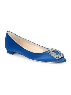 Manolo Blahnik Hangisi 25 Embellished Satin Flats Black -Kiki shop online unnamed file 1325