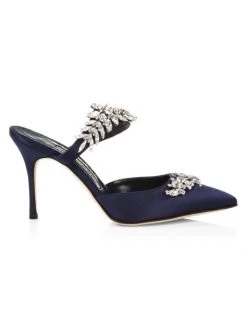 Manolo Blahnik Lurum 90 Embellished Satin Mules White Stoned -Kiki shop online unnamed file 1334