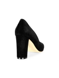 Manolo Blahnik Tucciototo 90 Block-Heel Suede Pumps Black -Kiki shop online unnamed file 1350