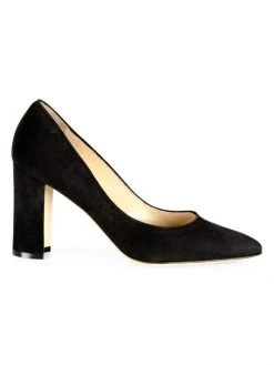 Manolo Blahnik Tucciototo 90 Block-Heel Suede Pumps Black -Kiki shop online unnamed file 1353