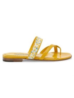 Manolo Blahnik Susa Floral Leather Sandals