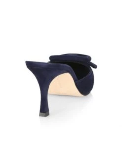 Manolo Blahnik Maysale 70 Suede Mules Navy -Kiki shop online unnamed file 1402