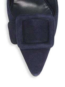 Manolo Blahnik Maysale 70 Suede Mules Navy -Kiki shop online unnamed file 1403