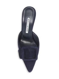 Manolo Blahnik Maysale 70 Suede Mules Navy -Kiki shop online unnamed file 1404