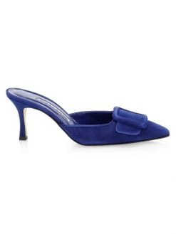 Manolo Blahnik Maysale 70 Suede Mules Navy -Kiki shop online unnamed file 1407