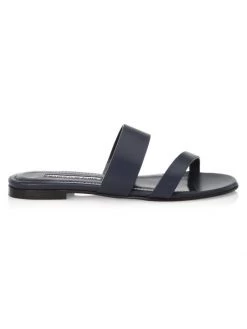 Manolo Blahnik Serrato Capri Leather Slide Sandals