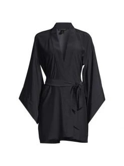 Kiki De Montparnasse Silk Kimono-Sleeve Robe Black -Kiki shop online unnamed file 19