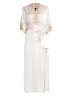 Kiki De Montparnasse Silk Lace-Trim Robe Ivory -Kiki shop online unnamed file 238