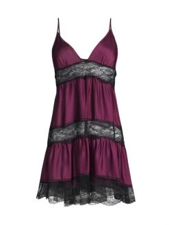 Kiki De Montparnasse Tiered Lace-Trim Silk Slip Merlot -Kiki shop online unnamed file 3