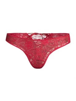Kiki De Montparnasse Coquette Floral Lace Briefs Red