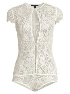 Kiki De Montparnasse Coquette Lace Keyhole Bodysuit Ivory