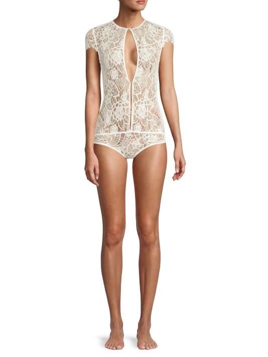 Kiki De Montparnasse Coquette Lace Keyhole Bodysuit Ivory 4 Kiki De Montparnasse Coquette Lace Keyhole Bodysuit Ivory - Image 2