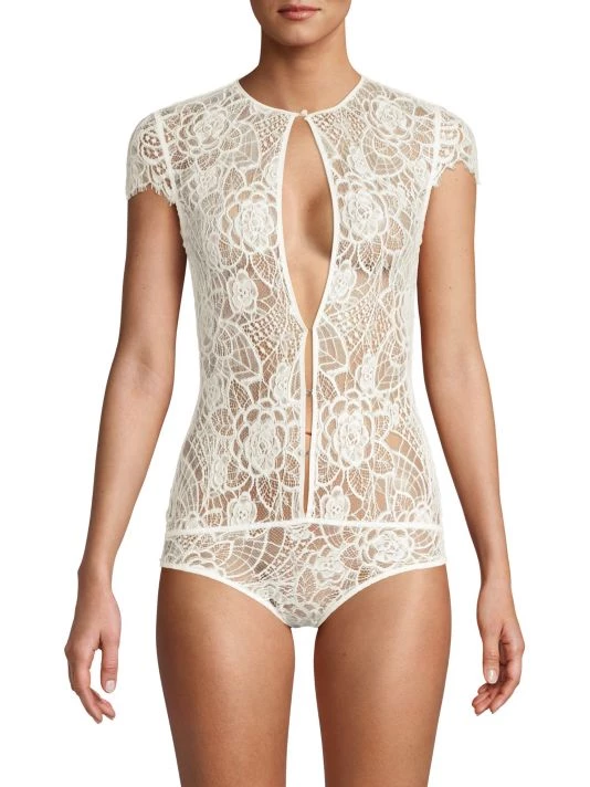Kiki De Montparnasse Coquette Lace Keyhole Bodysuit Ivory 5 Kiki De Montparnasse Coquette Lace Keyhole Bodysuit Ivory - Image 3