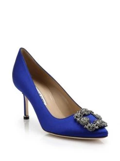 Manolo Blahnik Hangisi 70 Embellished Satin Pumps Blue -Kiki shop online unnamed file 858