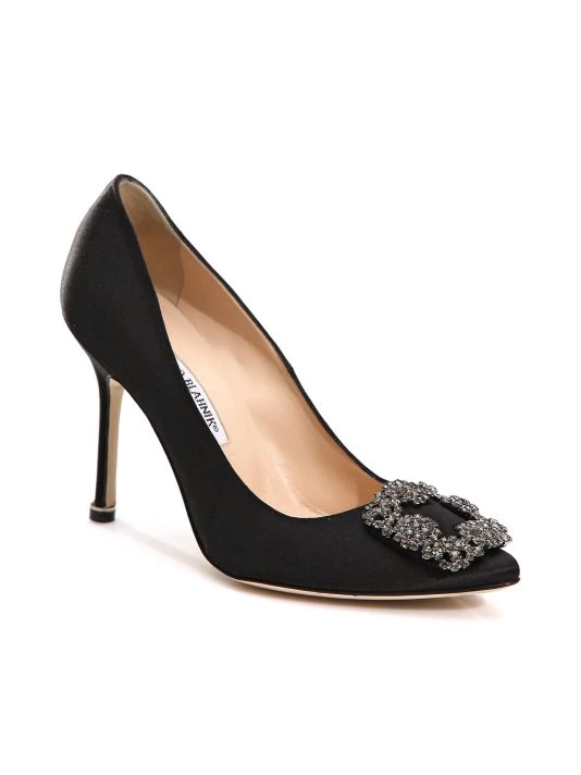 Manolo Blahnik Hangisi 105 Embellished Satin Pumps Black 8 Manolo Blahnik Hangisi 105 Embellished Satin Pumps Black - Image 6