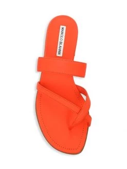 Manolo Blahnik Susa Leather Thong Sandals Tan -Kiki shop online unnamed file 878