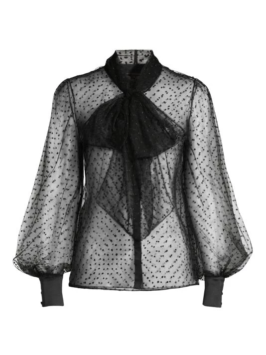 Kiki De Montparnasse Merci Sheer Pussy-Bow Blouse 3 Kiki De Montparnasse Merci Sheer Pussy-Bow Blouse