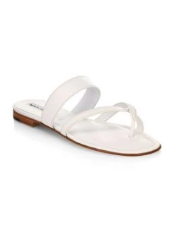 Manolo Blahnik Susa Leather Thong Sandals Tan -Kiki shop online unnamed file 881