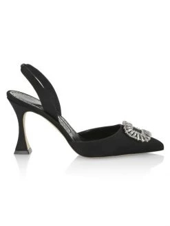 Manolo Blahnik Prietasli 90 Embellished Satin Slingback Pumps