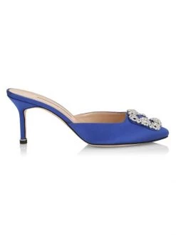Manolo Blahnik Hangisi 70 Embellished Satin Mules Blue -Kiki shop online unnamed file 982